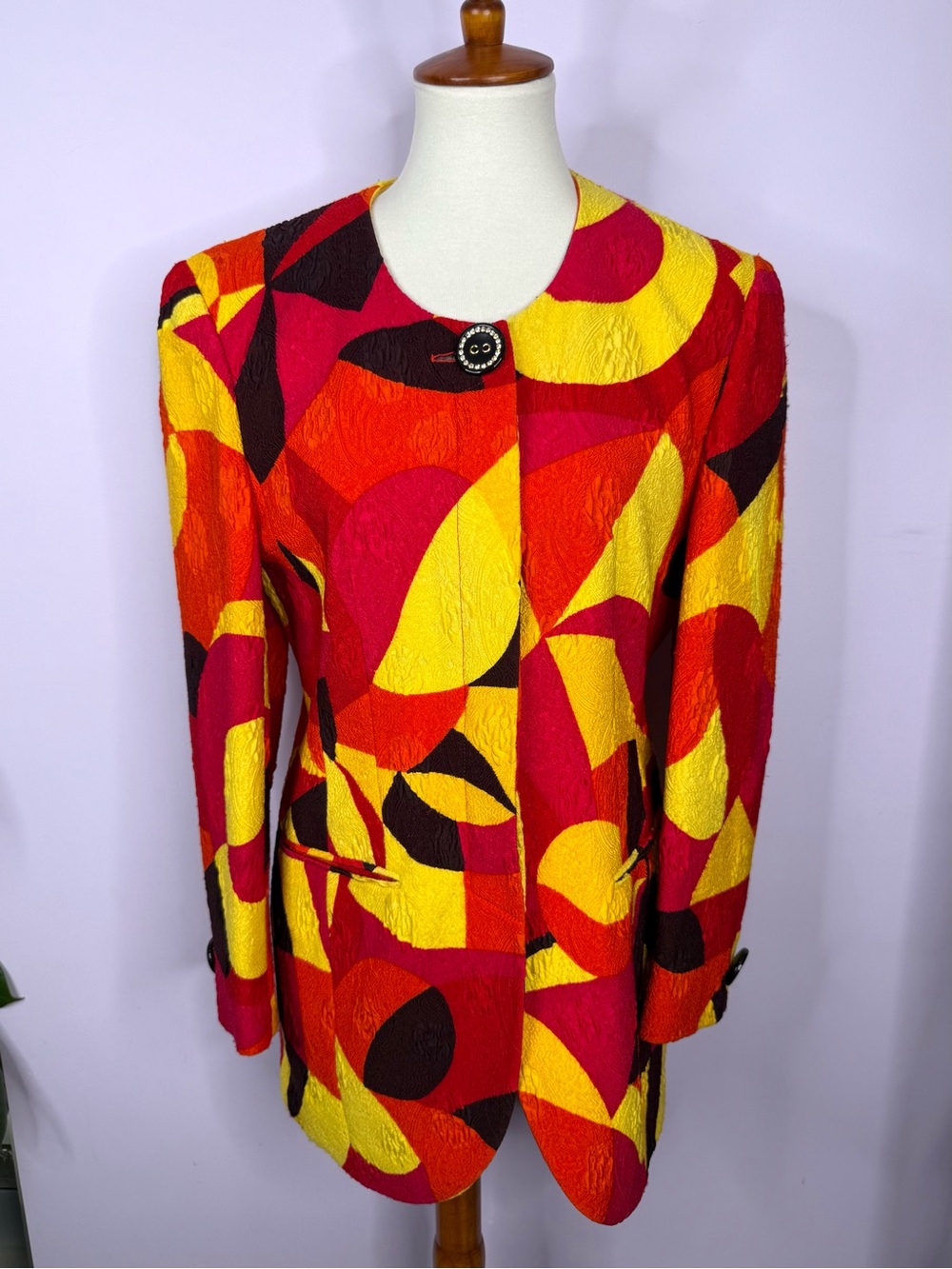 Rare Louis Feraud Vintage 90's Bright & Colorful Abstract Blazer